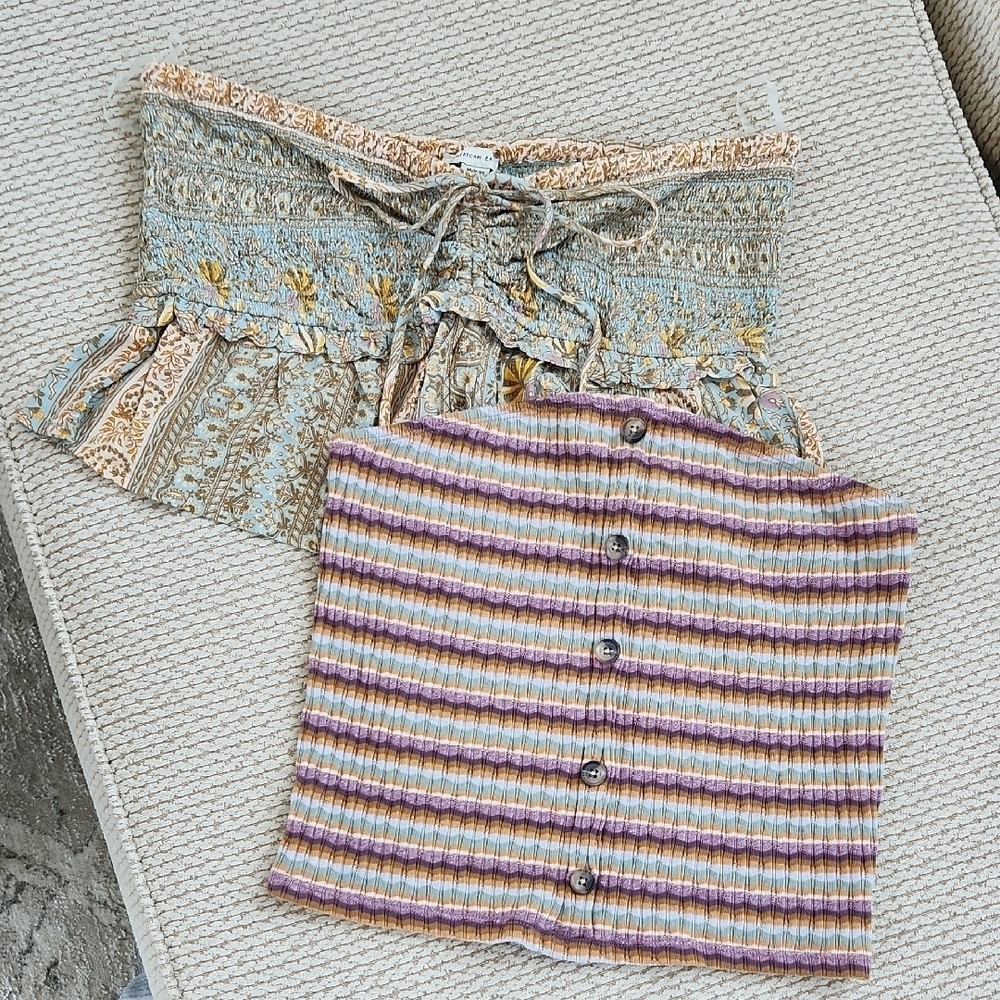 Tqo Striped and Patterned Tube Tops, American Eagle, Medium